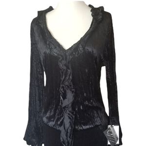 Vintage gothic two piece black velvet skirt set